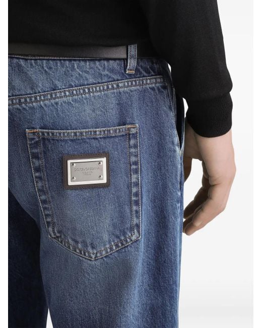 メンズ Dolce & Gabbana ロゴプレート ジーンズ Blue