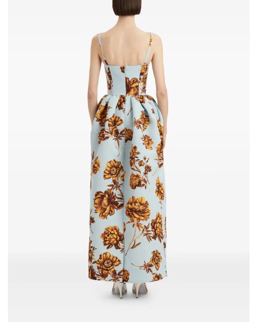 Oscar de la Renta フローラル ドレス Metallic