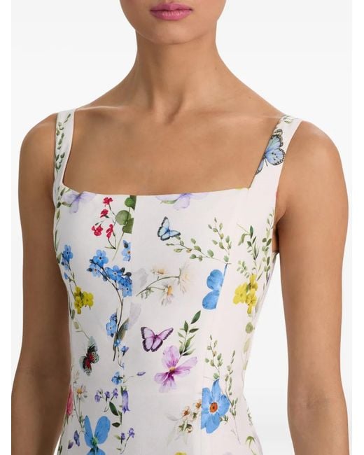 Alice + Olivia White Polly Printed Long Dress