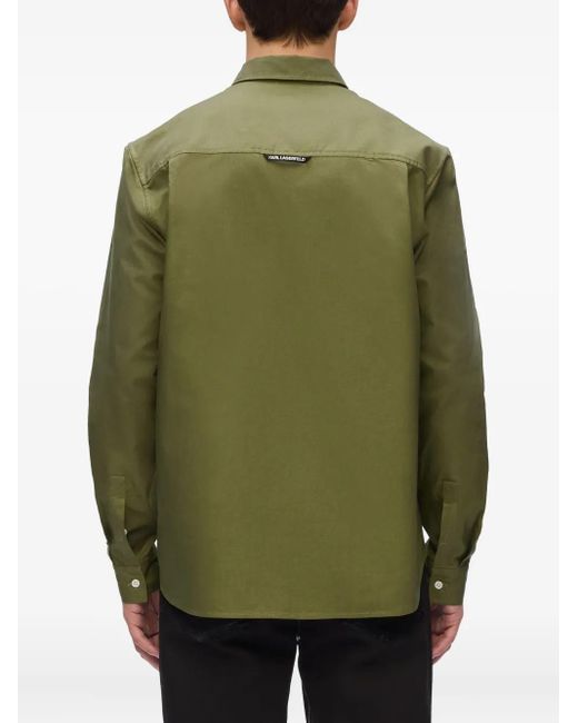 Karl Lagerfeld Green Logo-Embroidered Shirt for men