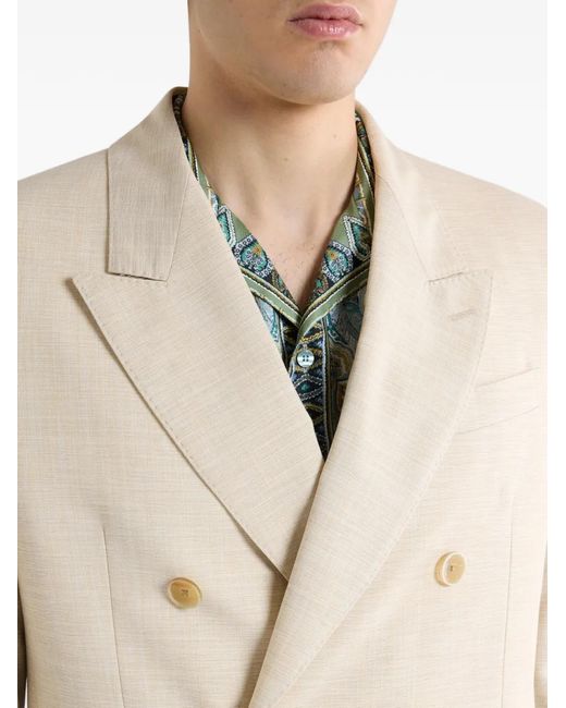 Etro White Double-Breasted Peak-Lapels Blazer for men