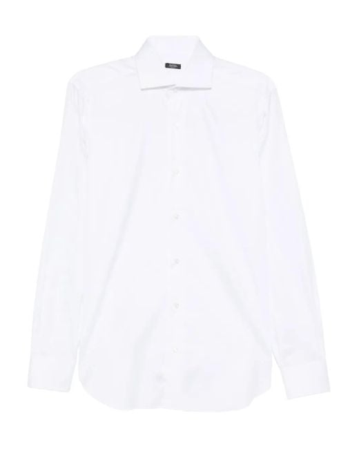 メンズ Barba Napoli ロングスリーブ シャツ White