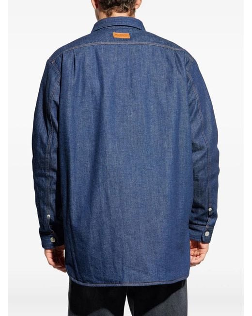 KENZO Blue Buttoned Flap-Pocket Shirt for men