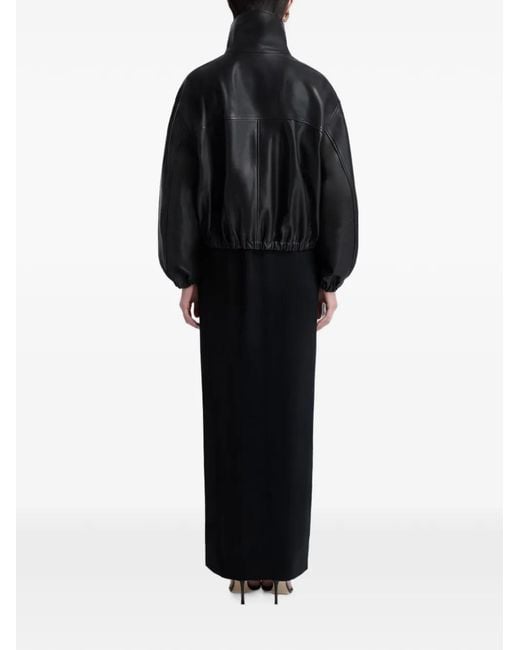 Nour Hammour Black High-Neck Leather Jacket