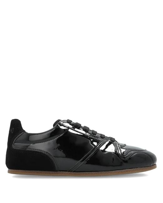 Moschino Black Patent-Leather Low-Top Sneakers