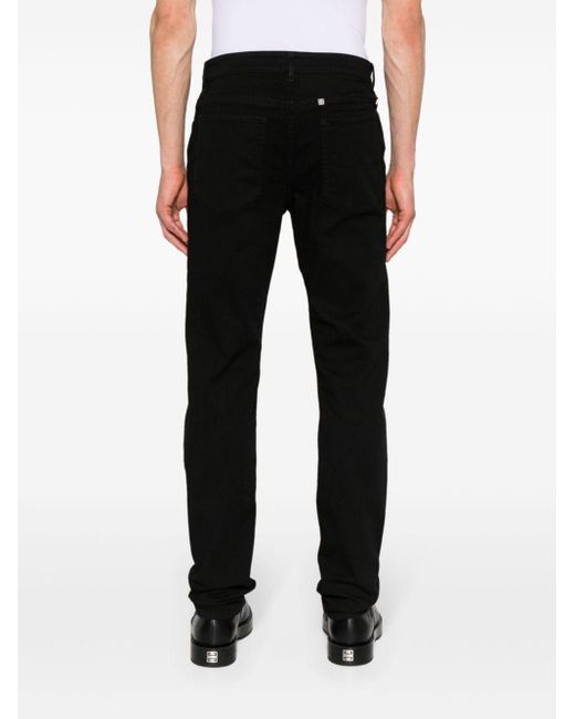Givenchy Black Logo-Plaque Slim-Cut Jeans for men