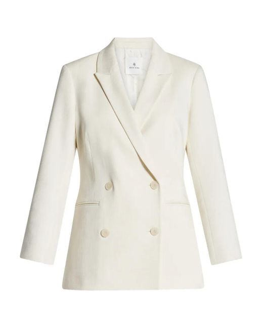 Anine Bing White Jasmine Double-Breasted Blazer
