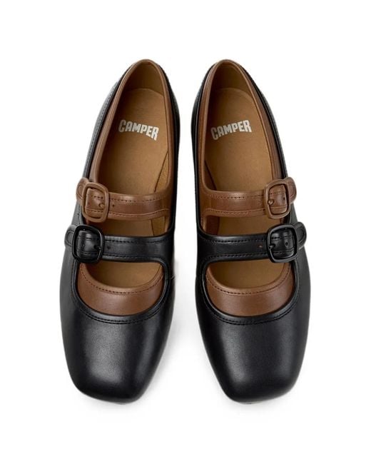 Camper Black Casi Myra Buckle-Fastening Ballet Flats