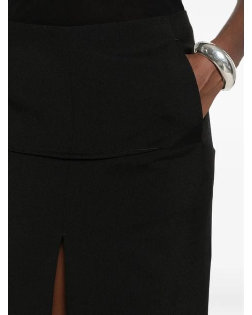 Rick Owens Black Slit-Detail Zip-Fastening Midi Skirt