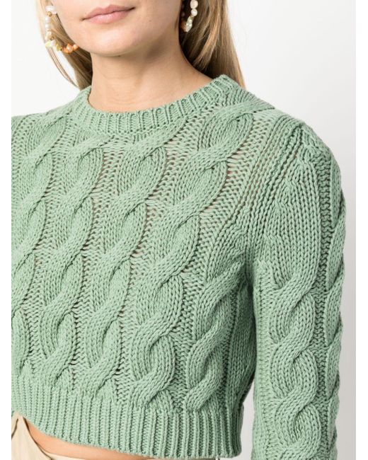 Max Mara Green Cable-knit Cropped Top