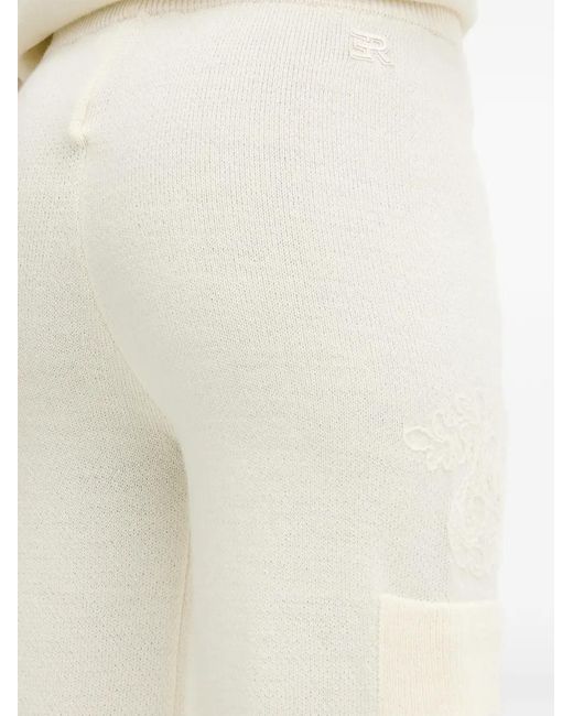 ERMANNO FIRENZE White Floral-Embroidered Cargo Pants