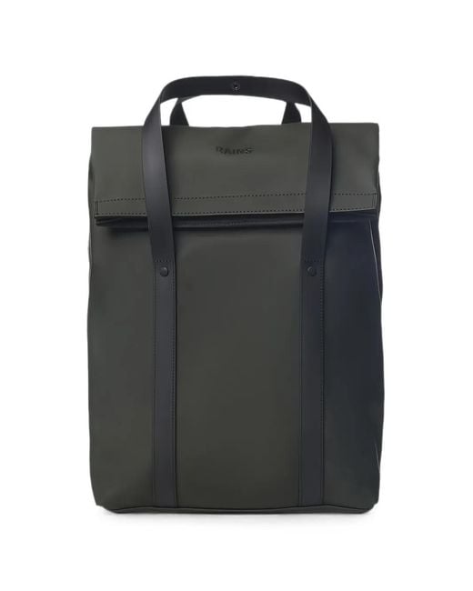 Rains Black Logo-Embossed Foldover 2-Way Backpack