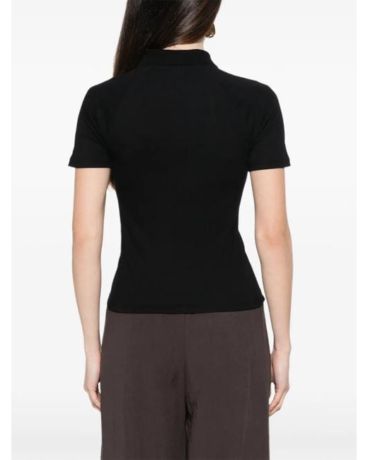 Samsøe & Samsøe Black Short-Sleeve Polo Top