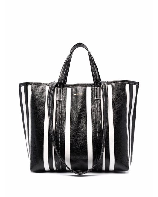 Grand sac cabas Barbes East-West rayé Balenciaga en coloris Noir | Lyst