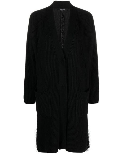 Fabiana Filippi Black Bouclé-detailing Knitted Cardi-coat