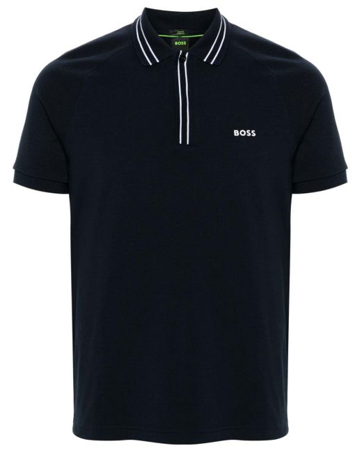 Boss Poloshirt mit gummiertem Logo in Blue für Herren