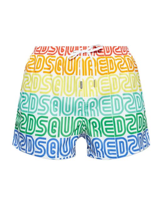 DSquared² Yellow Logo-Print Swim Shorts for men