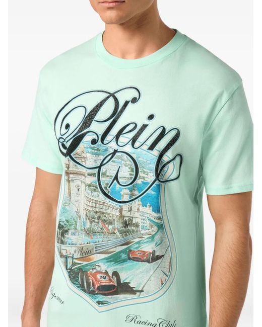 Philipp Plein Blue Racing Car T-Shirt for men