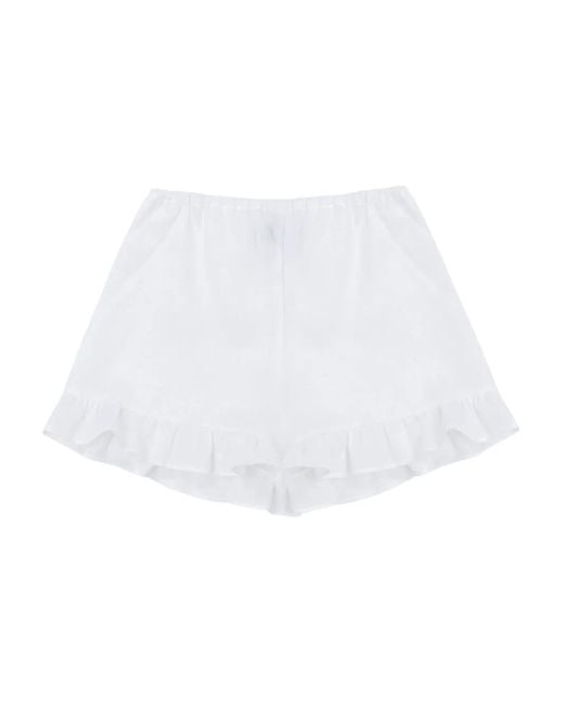 Sleeper White Cha Cha Ruffled Hem Shorts Set