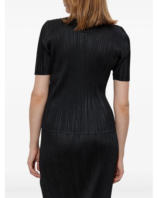 Pleats Please Issey Miyake Black Pleated T-Shirt