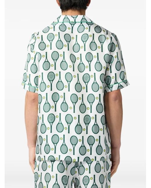 Philipp Plein White Silk Bowling Shirt Tennis for men