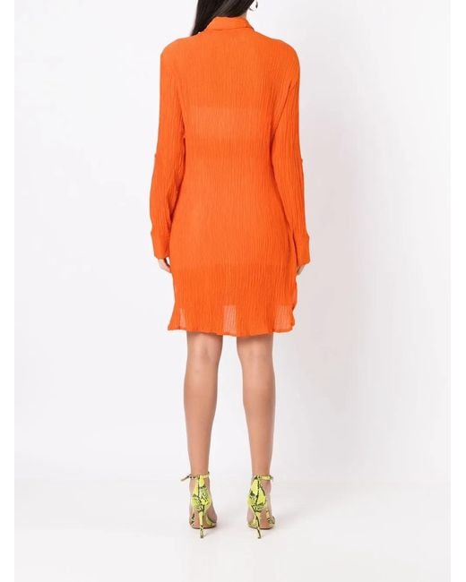 Amir Slama Orange Robe-Chemise À Effet Froissé