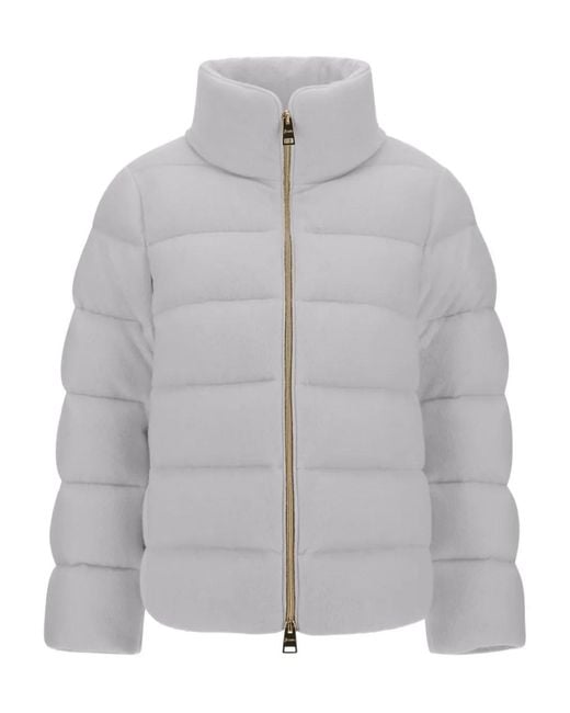 Herno Gray High-Neck Quilted Jacket