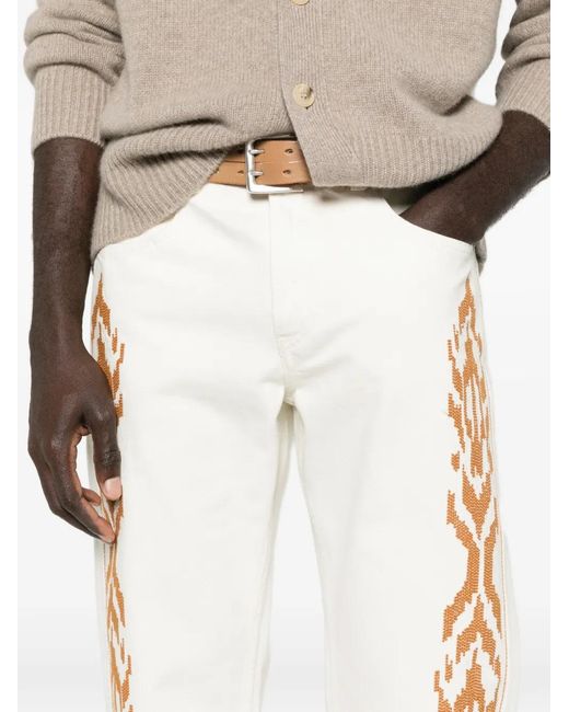 Isabel Marant White Lewys Jeans With Embroidery for men