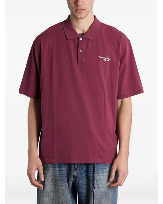 Acne Red Buttoned Polo Shirt for men