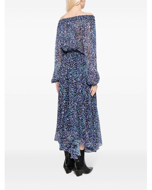 Isabel Marant Blue Schulterfreies Kleid mit Print