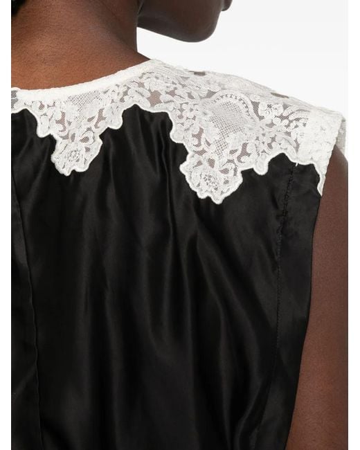 Sandro Black Contrast Lace Crop Top