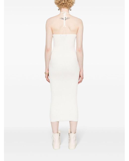 Amiri White Halterneck Knit Midi Dress