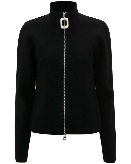 J.W. Anderson Black Zip-Up Fine-Knit Cardigan