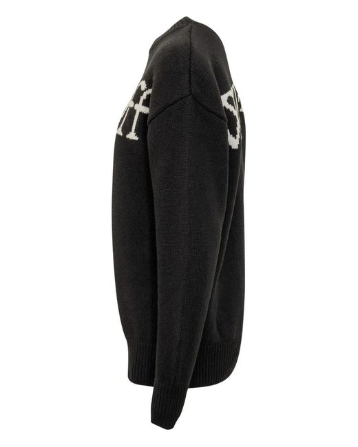 Off-White c/o Virgil Abloh Black Logo-Intarsia Sweater