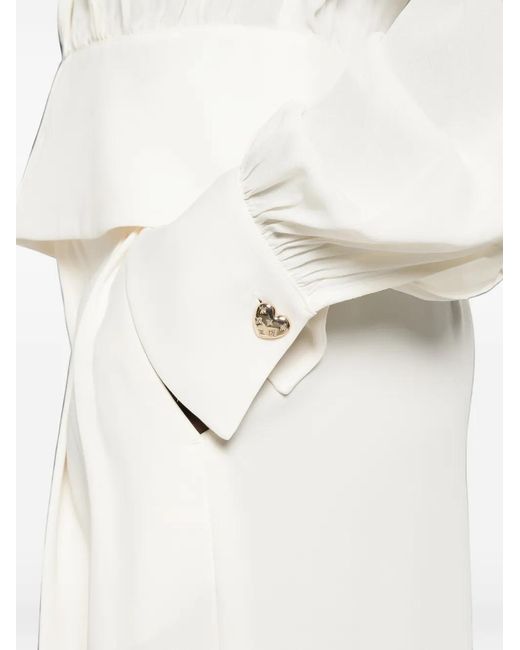 Twinset White Pleated Peplum-Waist Shirt
