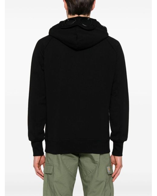 C P Company Black Goggles-detailed Hoodie for men
