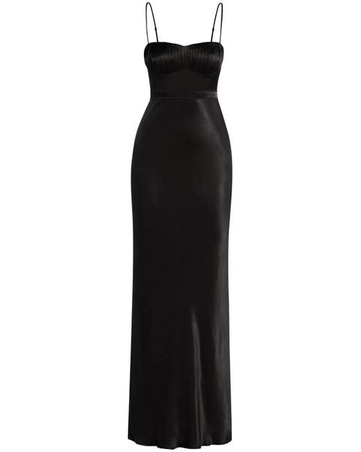 Shona Joy Black La Lune Satin-Finish Gown