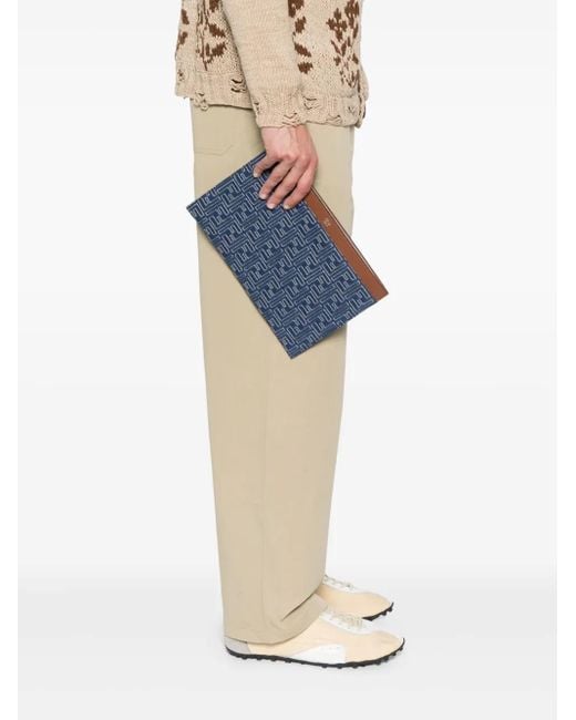 Fendi Blue Pouch Piatta Medium Ff for men