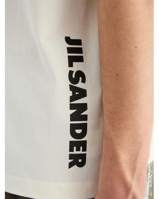 Jil Sander White Crew-Neck T-Shirt With Printed Logo for men