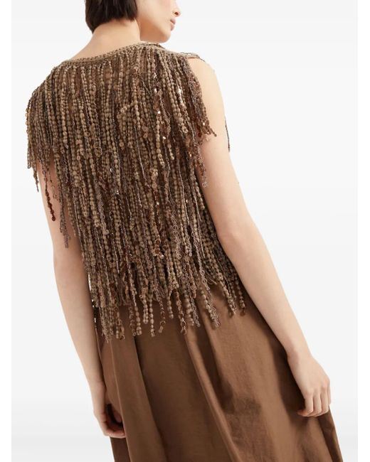 Brunello Cucinelli Brown Dazzling Cascades Oberteil