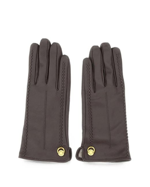 Gianni Chiarini Brown Logo-Rivet Suede Gloves