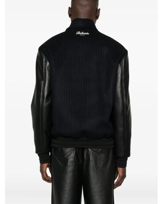 メンズ Balmain ストライプ ボンバージャケット Black