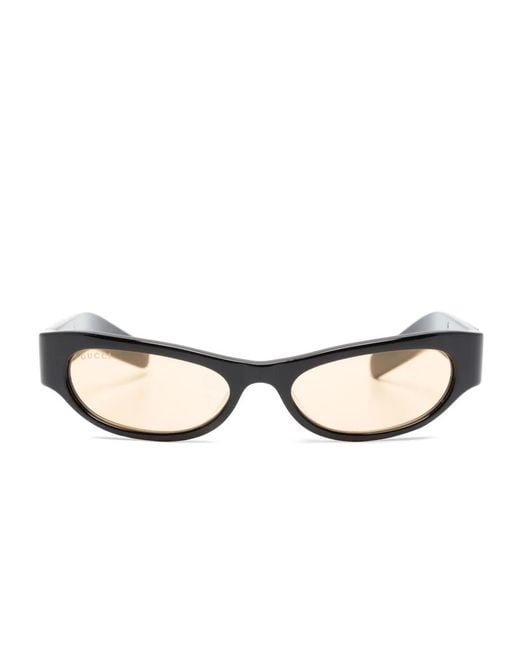 Gucci Natural Logo-Engraved Oval-Frame Sunglasses