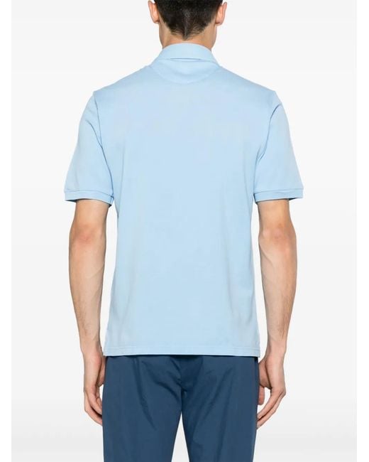 Fedeli Blue Short-Sleeve Piqué Polo Shirt for men