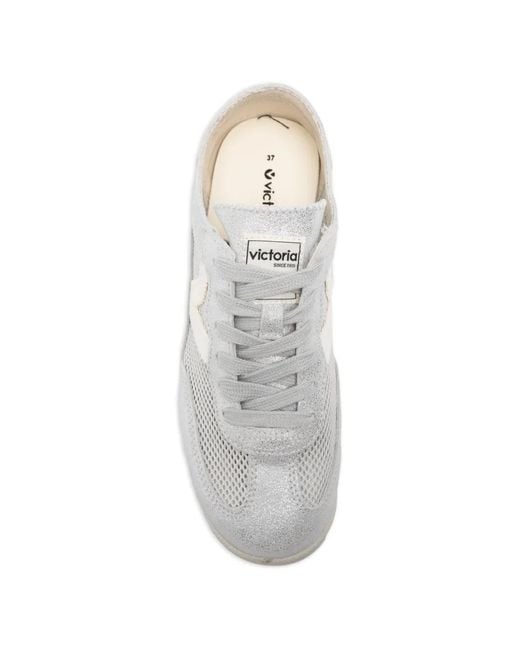 Victoria White Perforated-Detail Leather Sneakers