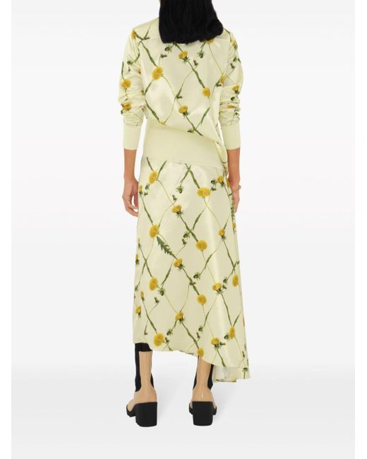 Falda asimétrica con estampado Dandelion Burberry de color Yellow