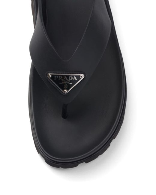 Prada Black Triangle-logo Flip Flops for men