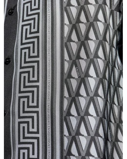 Versace Black Chemise À Motif Géométrique for men