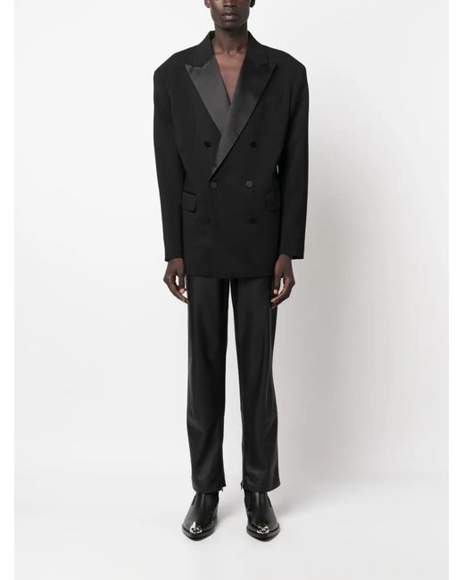 DSquared² Black Double-Breasted Silk-Lapels Blazer for men