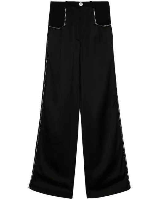 Sonia Rykiel Black Crystal-Embellished Wide-Leg Trousers
